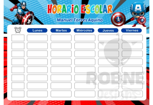 Capitan America Horario Escolar